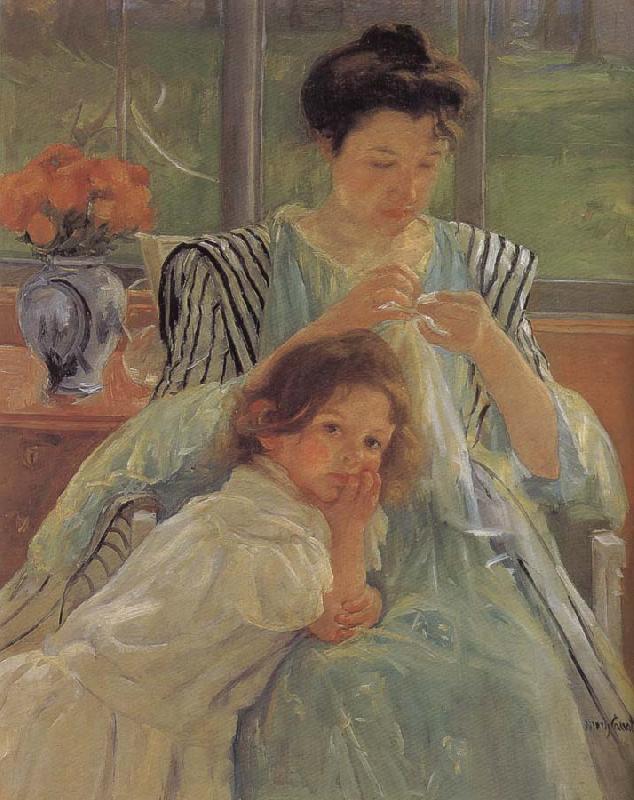 Mary Cassatt The young mother is sewing oil painting image